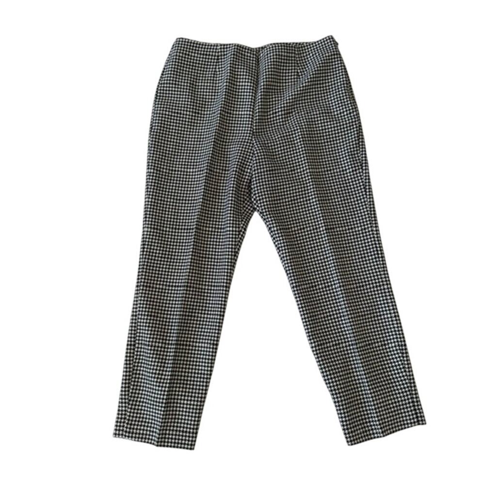 Kate Hill Black and Cream Houndstooth Wool Slacks - Size 14
